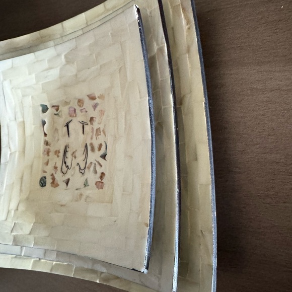 Asian mosaic style decor plates with eggshell or mother of pearl inlay - Picture 8 of 9